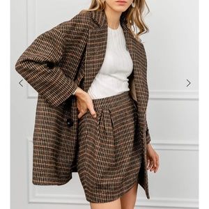 oversized coat with matching skirt set